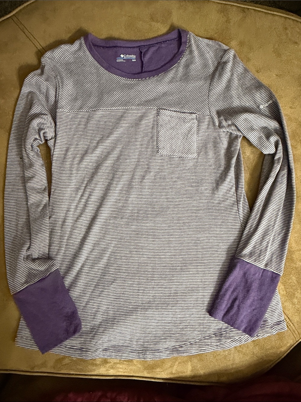 Columbia Lavender and White Narrow-Stripe Long Sleeve Tee
